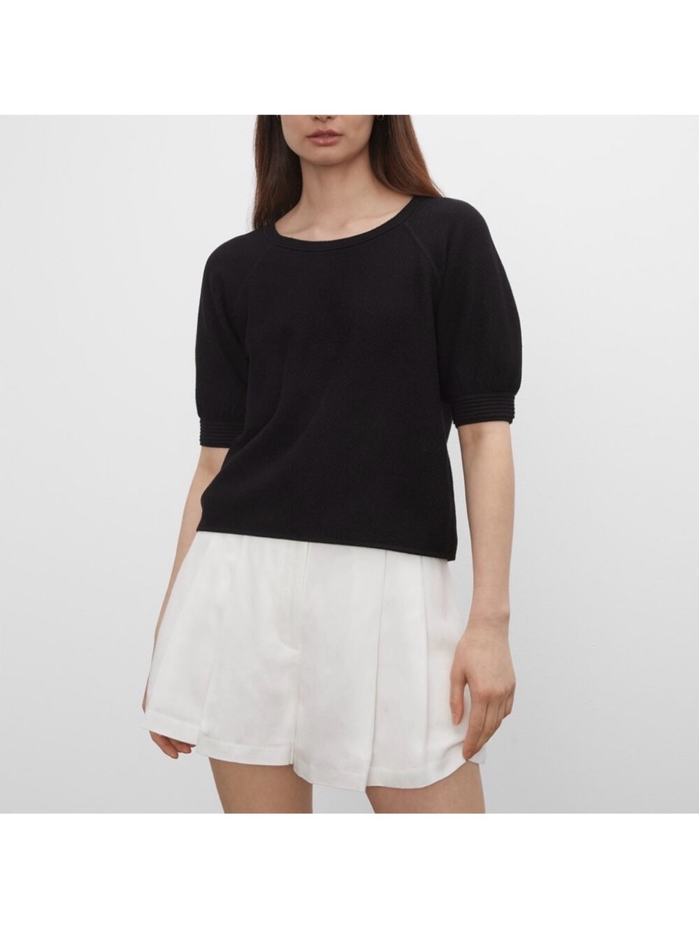 Club Monaco Black Bubble Sleeve Knit Sweater